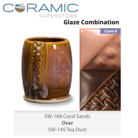 Coral Sands SW168 over Tea Dust SW145 Stoneware Glaze Combination